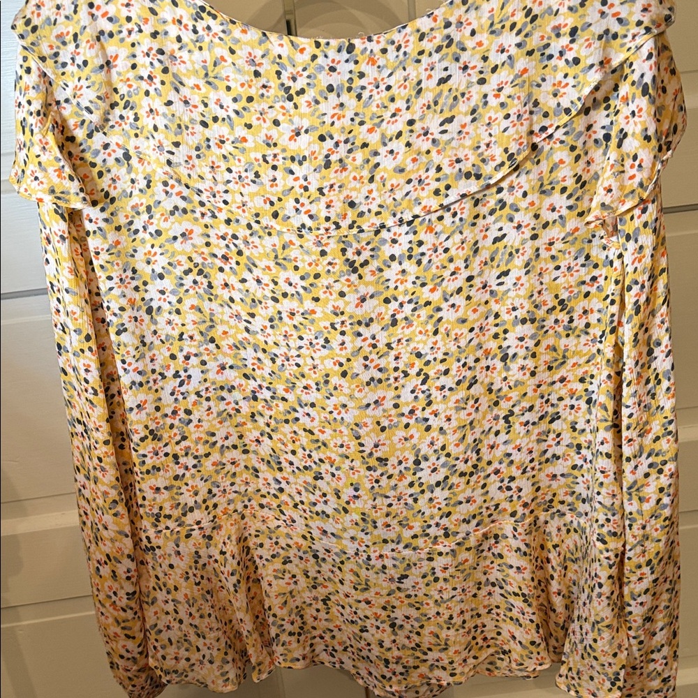 Democracy Romantic Floral Blouse Ruffle Peplum Cottagecore Top M - Picture 7 of 12